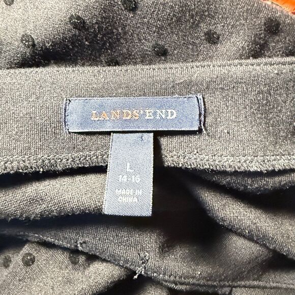 Lands End Dress Womens Size L Black Polka Dot  Round Neck Stretch Sheath - Picture 3 of 5